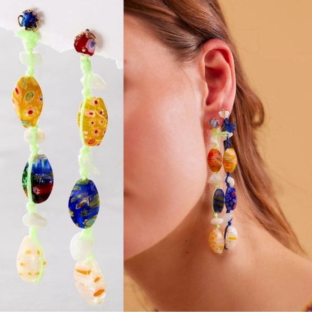 Free People Ariana Ost Voyage Dangle Earrings | Two Blue Base Studs